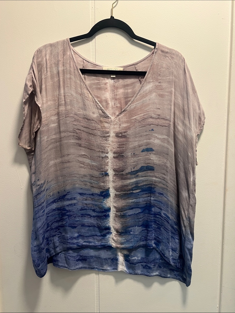 River and Sky Women's V-Neck Ombre Tunic Top - Sustainable. Artisan Hand-Dyed